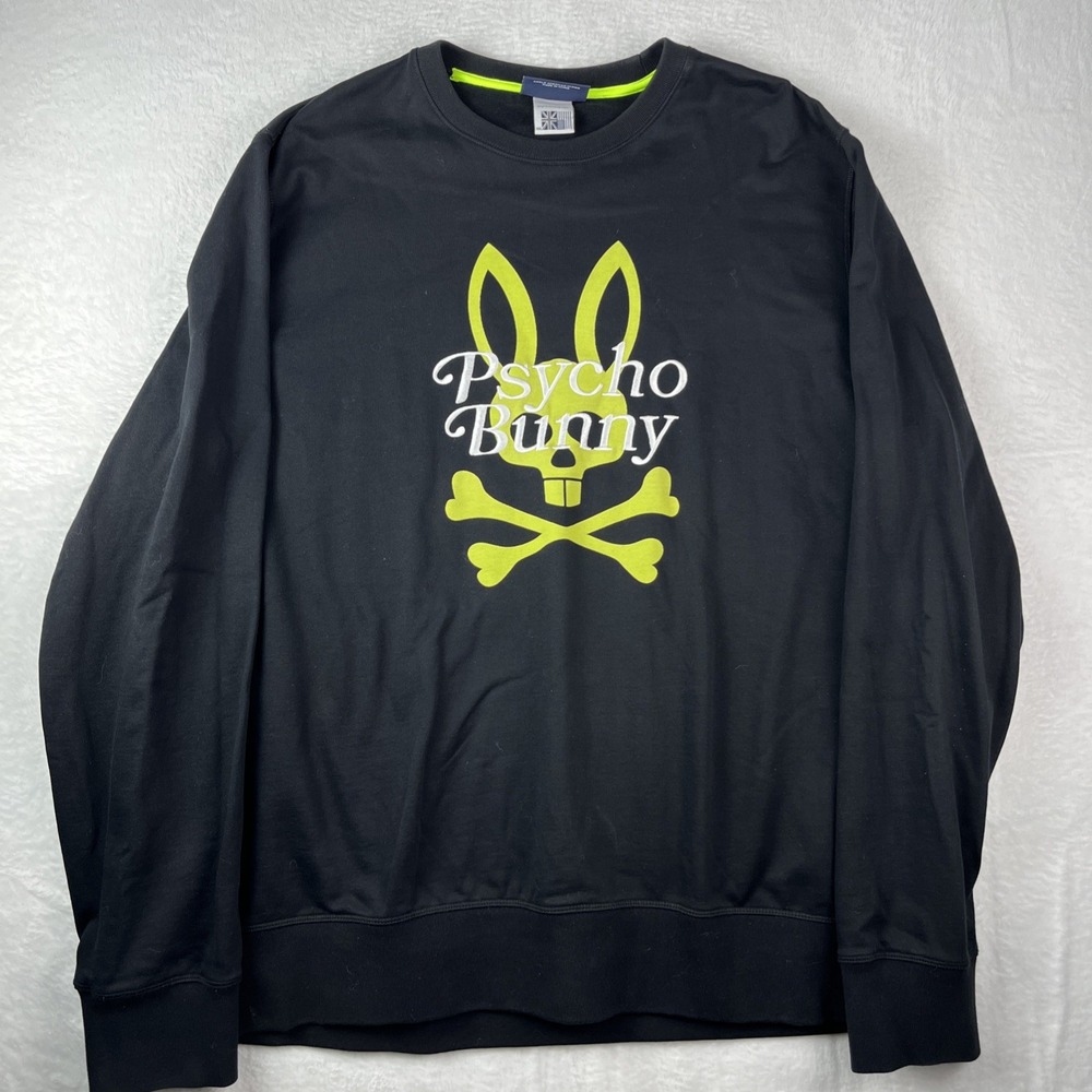 Psycho Bunny Calle Sweatshirt Mens 2XL Black Graphic Print Fleece Lined Outdoor